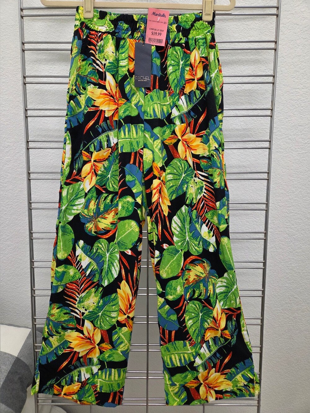 RACHEL Rachel Roy Tropical Wide-Leg Pants in Black & Green